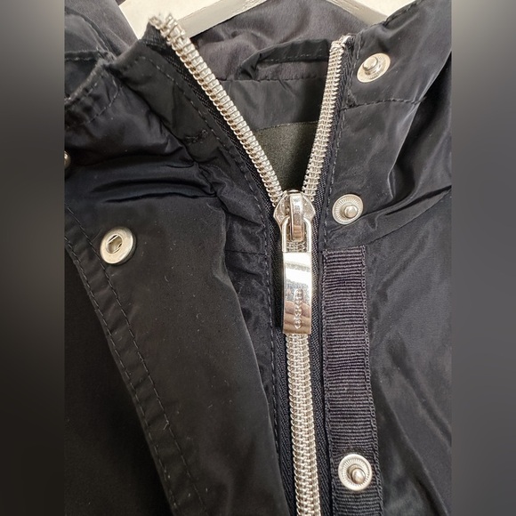 Olsen - Spring Long Hooded Jacket - Cinch Waist - Navy - Size 6 - Picture 2 of 10